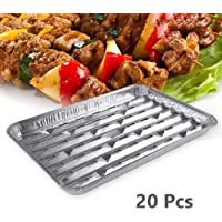 Duan Bandejas de Barbacoa Desechables- 20 Piezas Rectangular Hollow Aluminio Foil Bandeja de Aluminio- al Aire Libre…